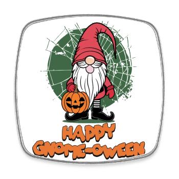Happy Gnome-Oween Funny Gnome Halloween Saying - Square fridge magnet - white - Front