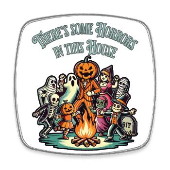 There's Some Horrors Funny Halloween Saying - Square fridge magnet - white - Front