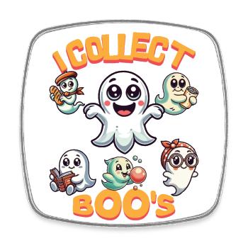I Collect Boos Funny Ghost Collector Vintage - Square fridge magnet - white - Front