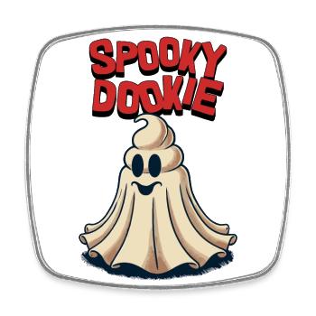 Funny poop pile ghost spooky dookie retro - Square fridge magnet - white - Front