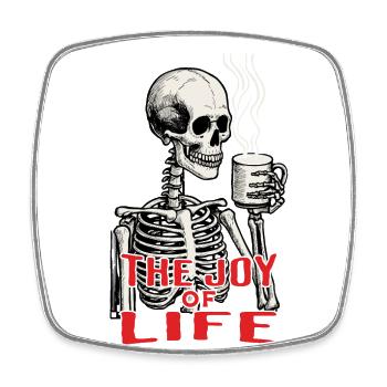 Coffee the joy of life funny Halloween saying - Square fridge magnet - white - Front