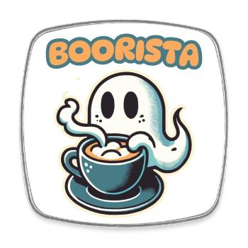 Boorista Funny Coffee Saying Halloween - Square fridge magnet - white - Front