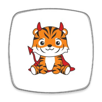 Tiger Happy Halloween Devil Costume - Square fridge magnet - white - Front
