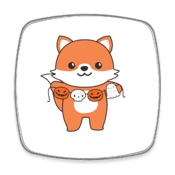 Fox Happy Halloween Citrouille Fantôme Costume - Magnet carré - blanc - Devant