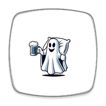 Drôle Halloween Boire Fête Alcool Fantôme - Magnet carré - blanc - Devant