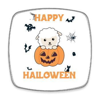 Sheep in pumpkin cute sheep Happy Halloween - Square fridge magnet - white - Front