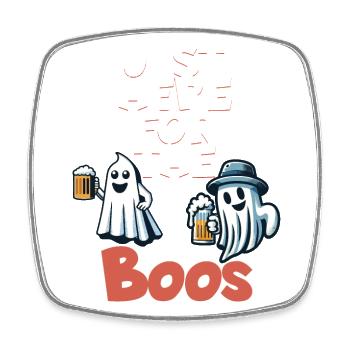 Halloween Ghost Party with Beer and Alcohol - Square fridge magnet - white - Front