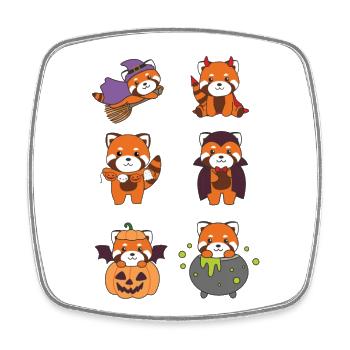 Red Panda Halloween Devil Pumpkin Vampire Costume - Square fridge magnet - white - Front