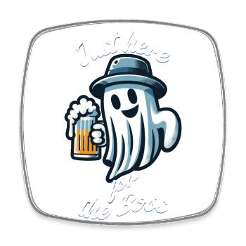 Drôle de fantôme d’Halloween ici pour l’alcool - Magnet carré - blanc - Devant