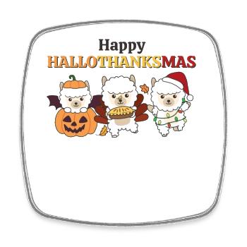 Happy Hallothanksmas Alpaka Weihnachts Alpakas - Viereckiger Kühlschrankmagnet - Weiß - Vorne