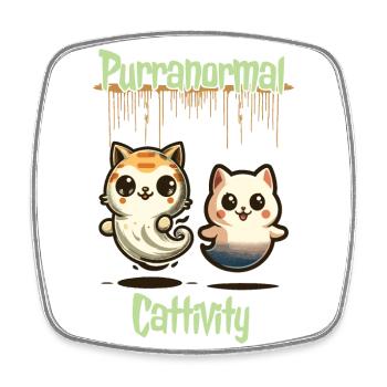 Funny Halloween Outfit with Cute Ghosts Cats - Square fridge magnet - white - Front