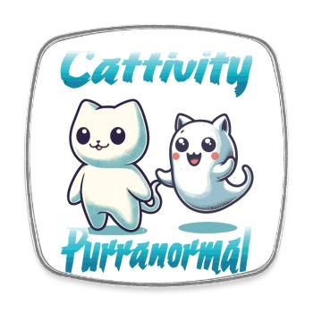 Funny Halloween Outfit with Cute Ghosts Cats - Square fridge magnet - white - Front