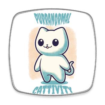 Funny Halloween Outfit with Cute Ghosts Cats - Square fridge magnet - white - Front