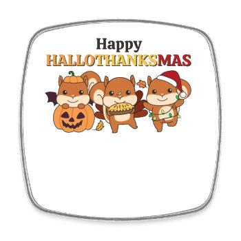 Happy Hallothanksmas Eichhörnchen Weihnachts - Viereckiger Kühlschrankmagnet - Weiß - Vorne