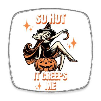 tellement chaud que ça me fait peur Lustiger Halloween Spruch - Magnet carré - blanc - Devant