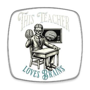 Lustiger Zombie Lehrer Spruch Retro Vintage Design - Viereckiger Kühlschrankmagnet - Weiß - Vorne