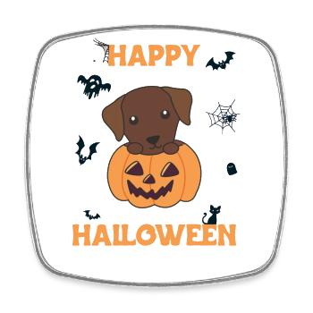 Labrador in Pumpkin Cute Dogs Happy Halloween - Square fridge magnet - white - Front