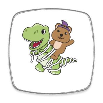 Quokka Happy Halloween T-Rex Mummy Costume - Square fridge magnet - white - Front