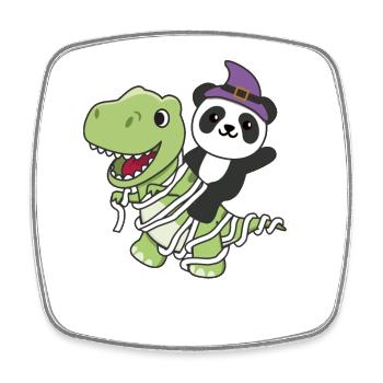 Panda Happy Halloween T-Rex Mummy Costume - Square fridge magnet - white - Front