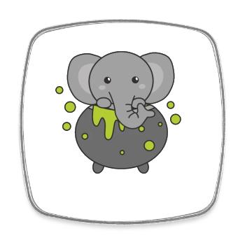 Elefant Happy Halloween Hexenkessel Fledermaus - Viereckiger Kühlschrankmagnet - Weiß - Vorne