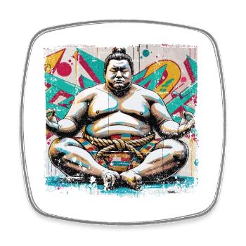 Bouddha en prière Ringer Street Art Style - Magnet carré - blanc - Devant