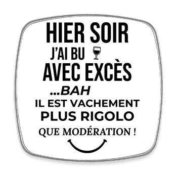 cadeau homme femme humour drole alcool soiree fete - Magnet carré - blanc - Devant
