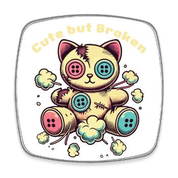Psychopathe mental Chat mignon mais cassé - Magnet carré - blanc - Devant