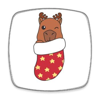 Süße Capybaras in Weihnachtssocke zu Weihnachten - Viereckiger Kühlschrankmagnet - Weiß - Vorne