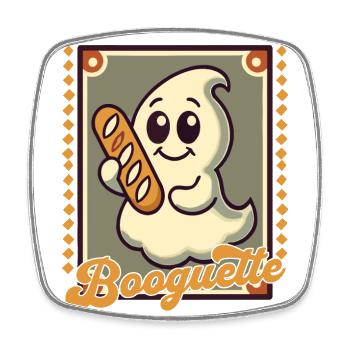 Ghost Booguette for Baguette Fans - Square fridge magnet - white - Front