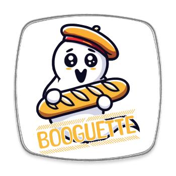 Ghost With Baguette Booguette Fun - Square fridge magnet - white - Front