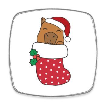Cute Capybaras in Christmas Socks for Christmas - Square fridge magnet - white - Front