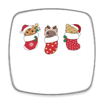 Chats mignons en chaussettes de Noël pour Noël - Magnet carré - blanc - Devant