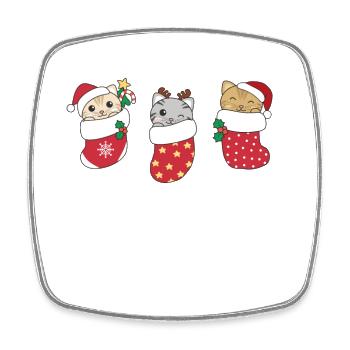 Cute cats in Christmas socks for Christmas - Square fridge magnet - white - Front