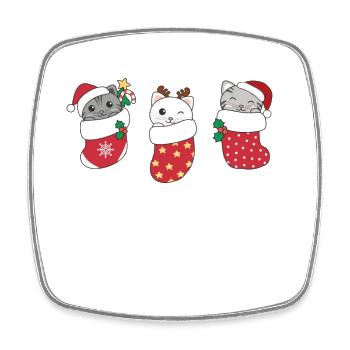 Chats mignons en chaussettes de Noël pour Noël - Magnet carré - blanc - Devant