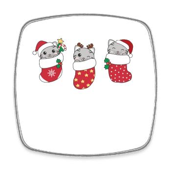 Chats mignons en chaussettes de Noël pour Noël - Magnet carré - blanc - Devant