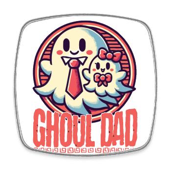 Ghoul Papa Stilvolles Geistermotiv - Viereckiger Kühlschrankmagnet - Weiß - Vorne