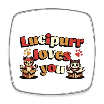 Drôles de chats Lucipurr t’aime - Magnet carré - blanc - Devant