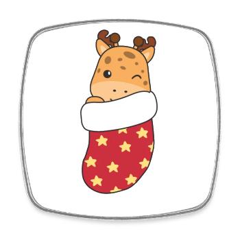 Cute giraffes in Christmas socks for Christmas - Square fridge magnet - white - Front