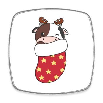 Süße Kühe in Weihnachtssocke zu Weihnachten Kuh - Viereckiger Kühlschrankmagnet - Weiß - Vorne