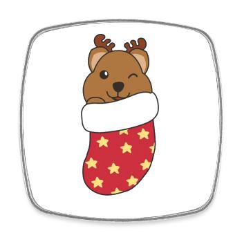 Cute quokka in Christmas sock for Christmas - Square fridge magnet - white - Front