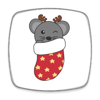 Cute Mice in Christmas Sock for Christmas Mouse - Square fridge magnet - white - Front