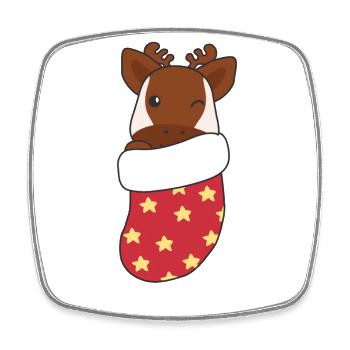 Cute Okapi in Christmas Sock for Christmas Okapi - Square fridge magnet - white - Front