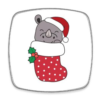 Süße Nashörner in Weihnachtssocke zu Weihnachten - Viereckiger Kühlschrankmagnet - Weiß - Vorne