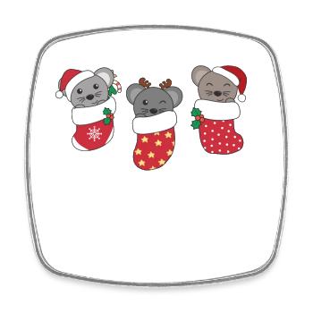 Cute Mice in Christmas Sock for Christmas Mouse - Square fridge magnet - white - Front