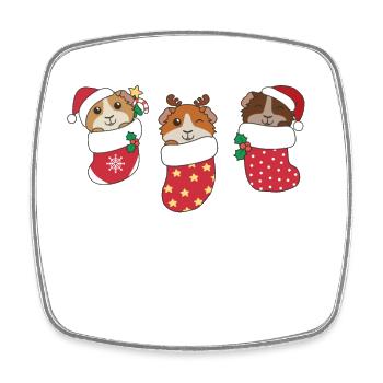 Mignon cochon d’Inde en chaussette de Noël aussi - Magnet carré - blanc - Devant