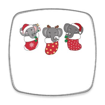 Mignons éléphants en chaussettes de Noël pour Noël - Magnet carré - blanc - Devant