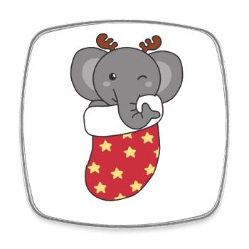 Mignons éléphants en chaussettes de Noël pour Noël - Magnet carré - blanc - Devant