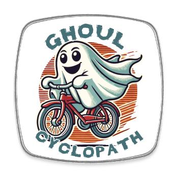 Ghoul Cyclopath Fahrrad Halloween Spaß - Viereckiger Kühlschrankmagnet - Weiß - Vorne