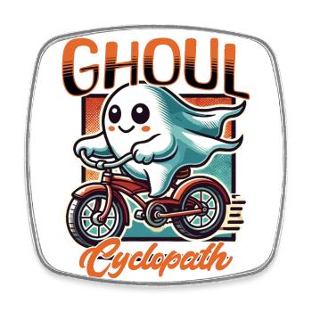 Goule Cyclopathe Drôle Fantôme Conducteur - Magnet carré - blanc - Devant