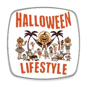 Halloween Lifestyle Strandspaß im Retro Stil - Viereckiger Kühlschrankmagnet - Weiß - Vorne